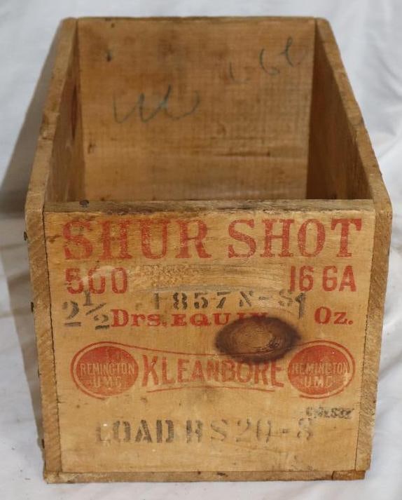 Remmington Clean Bore 516 Gauge Shotgun Shell Wooden Shipping Crate: 9" x 8" x 14"