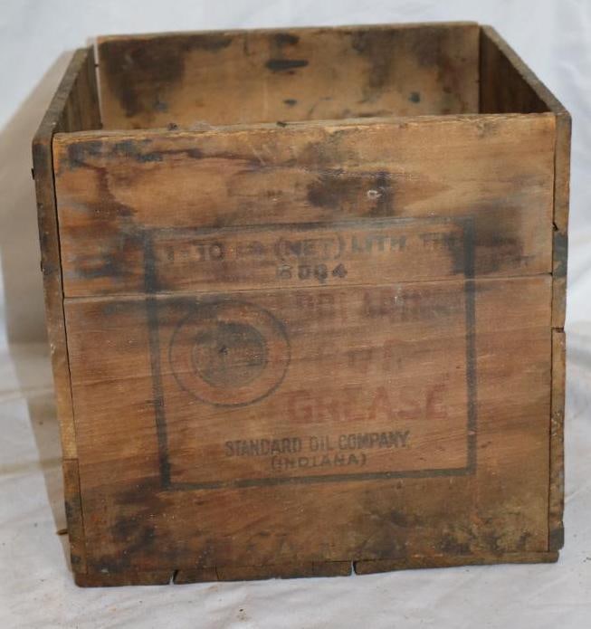 Standard Oil of Indiana Polarine Ten Pound Cup Grease Can Wooden Shipping Crate: 8.25" x 8.5" x 9.5"