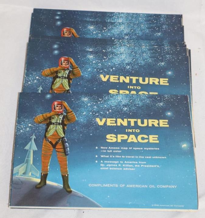 Group of 15 Amoco 'Adventure into Space' Gas Station Solar System Maps: 9" x 6.5" each