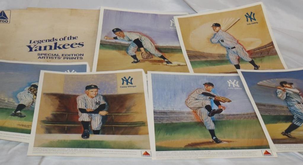 Group of 6 Citgo Yankees Legends Special Edition Artists Prints with Original Envelopes: 12.5" x 10.5" each