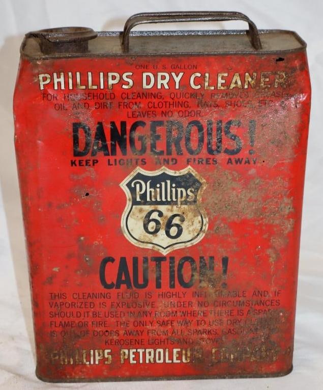 Phillips 66 Dry Cleaner Slim 1 Gallon Oil Can: 8" x 3" x 11.25" missing cap