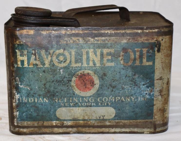 Early Indian Refining Havoline 1 Gallon Rectangle Oil Can: 8.5" x 5.5" x 6.25"