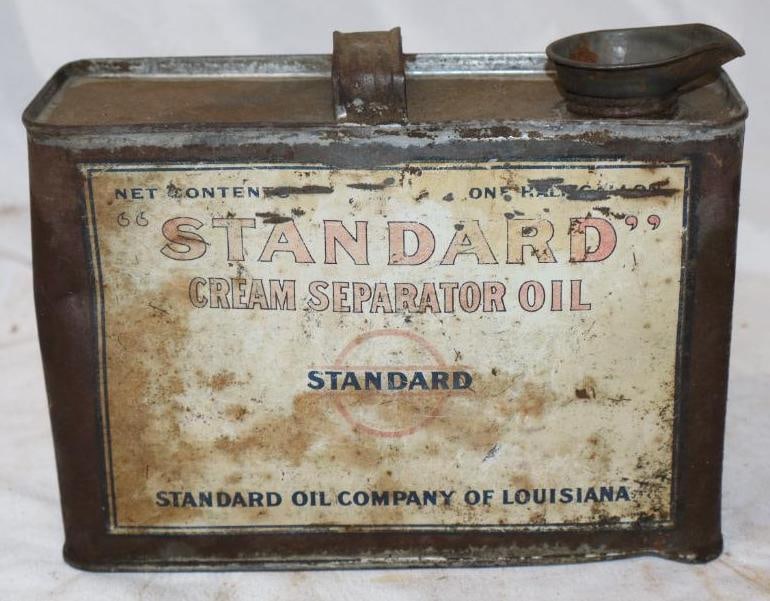 Standard Oil of Louisiana Cream Separator Half Gallon Oil Can: 8" x 3" x 6" missing top cap