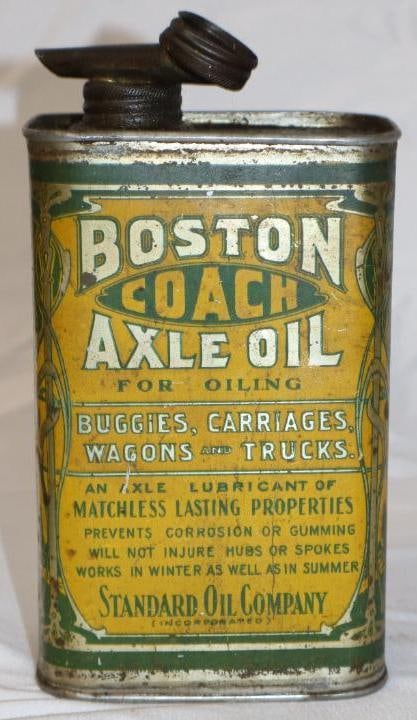 Standard Oil Company Boston Coach Axel Oil Can: 4" x 3" x 7"
