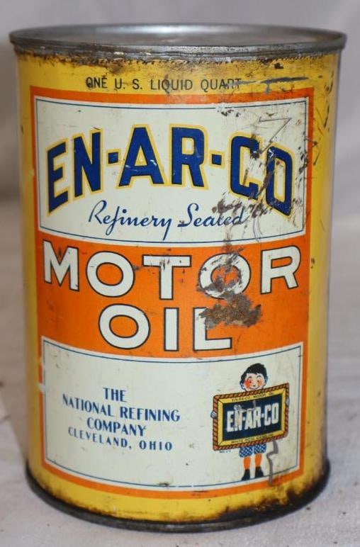 En-Ar-Co Metal 1 Quart Oil Can: 4" x 4" x 5.5"