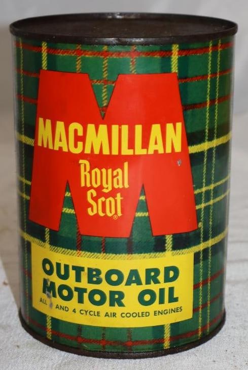 MacMillen Royal Scot Outboard Metal 1 Quart Oil Can: 4" x 4" x 5.5"