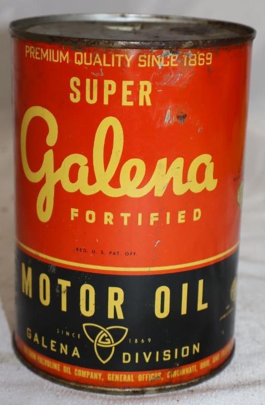Super Galena Metal 1 Quart Oil Can: 4" x 4" x 5.5"