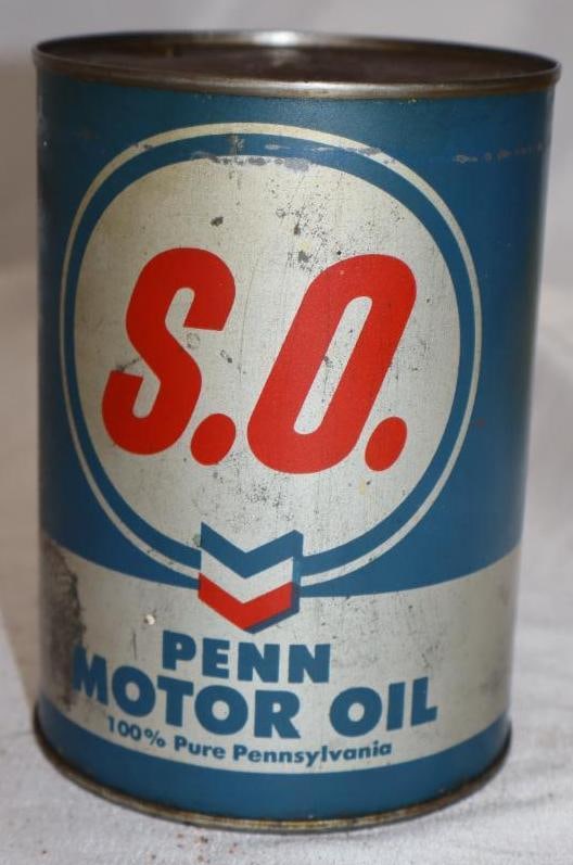 S.O.Penn Metal 1 Quart Oil Can: 4" x 4" x 5.5"