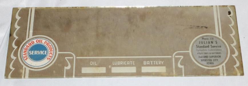Standard Oil Service Advertising Mirror with Oil Change Reminder: 10" x 3.5"