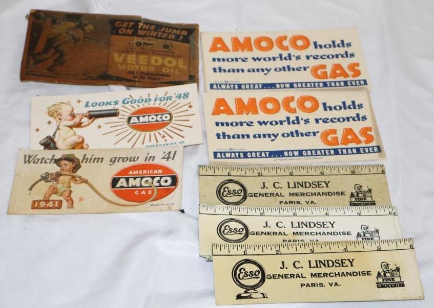 Group of 13 Amoco, Esso, & Veedol Ink Blotters: Largest is 3.5" x 5"