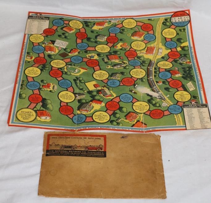 National Refining Co. Automobile Tour Board Game in Original Envelope: 8" x 5.5"
