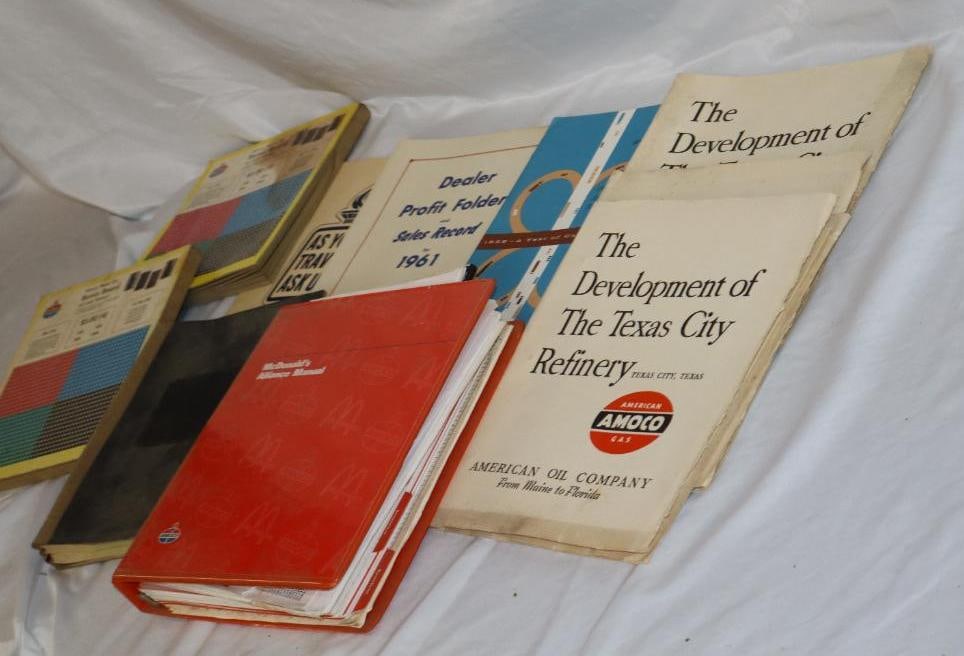 Large Group of Amoco & Standard Books, Binders & Bonus Boards: Largest is 10.5" x 11"