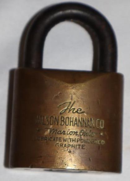 Wilson Bohannan Co. Brass Sinclair Lock: Missing key. 1.5" x 2.75"