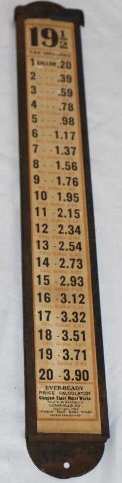 Glasgow Sheet Metal Works Hanging 19.5? Visible Gas Pump Single Sided Pricer Box: 19.5" x 2.5"