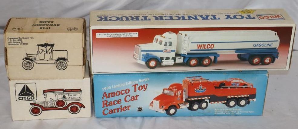 Group of 4 Wilco, Citgo, and Amoco Advertising Gas Station Trucks in Original Boxes: Largest is 15.5" x 4" x 3"