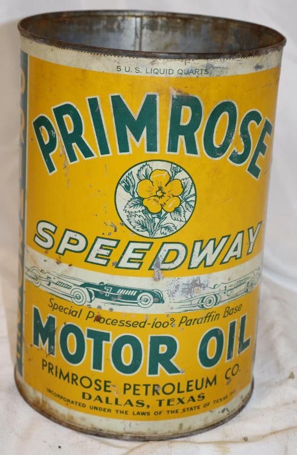 Primrose Speedway Metal 5 Quart Oil Can: Missing Top Lid