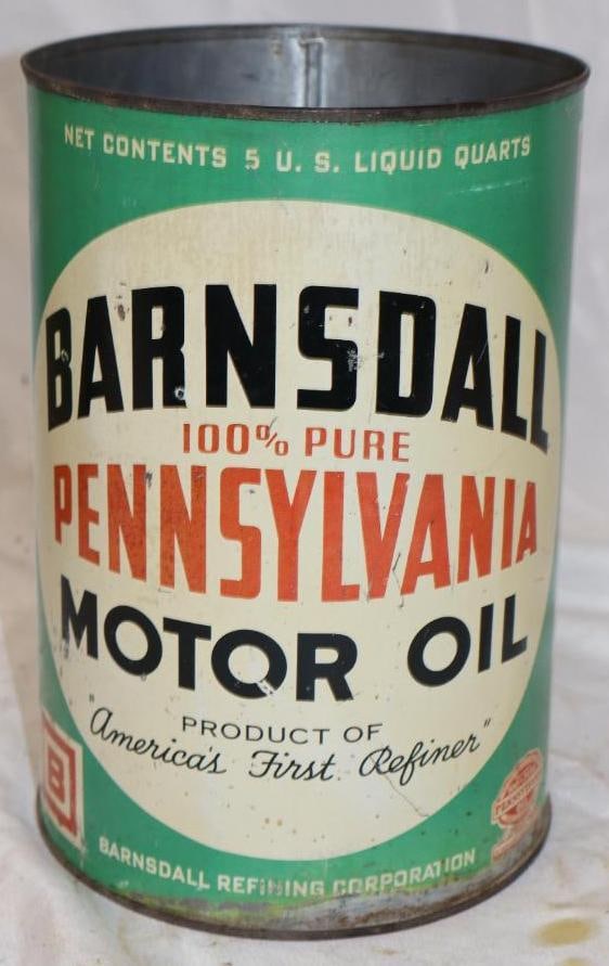 Barnsdall B Metal 5 Quart Oil Can: 6.75" x 6.75" x 9.5" missing Top Lid