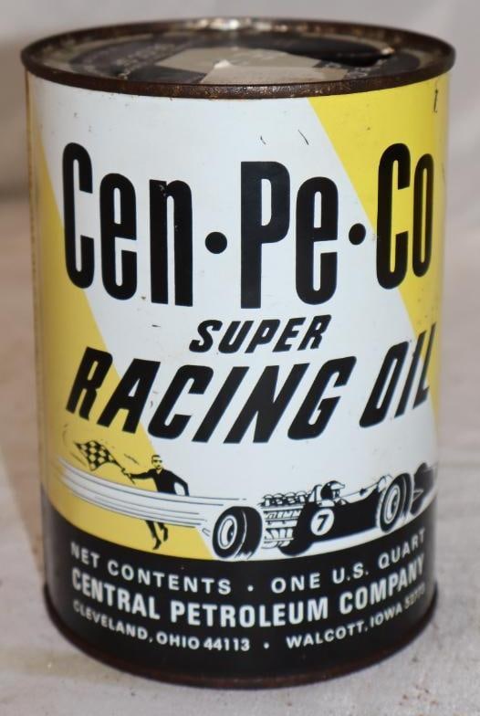 Cen-Pe-Co Super Racing Metal 1 Quart Oil Can: 4" x 4" x 5.5"
