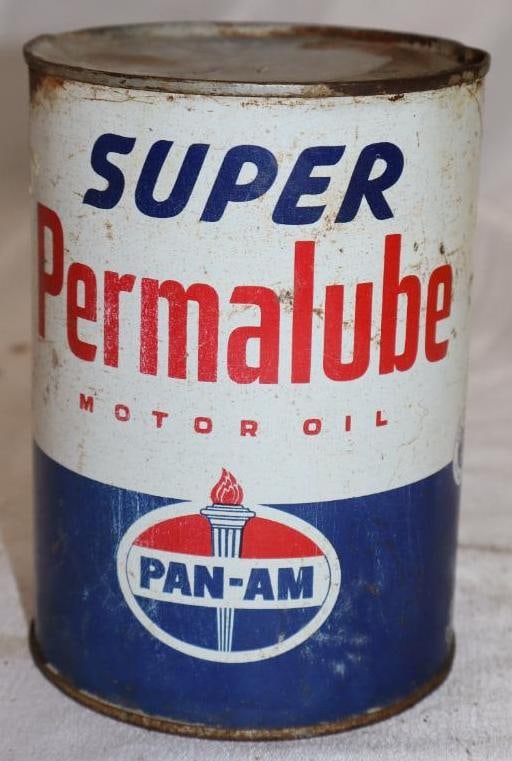 Pan Am Super Permalube Metal 1 Quart Oil Can (1 of 4)