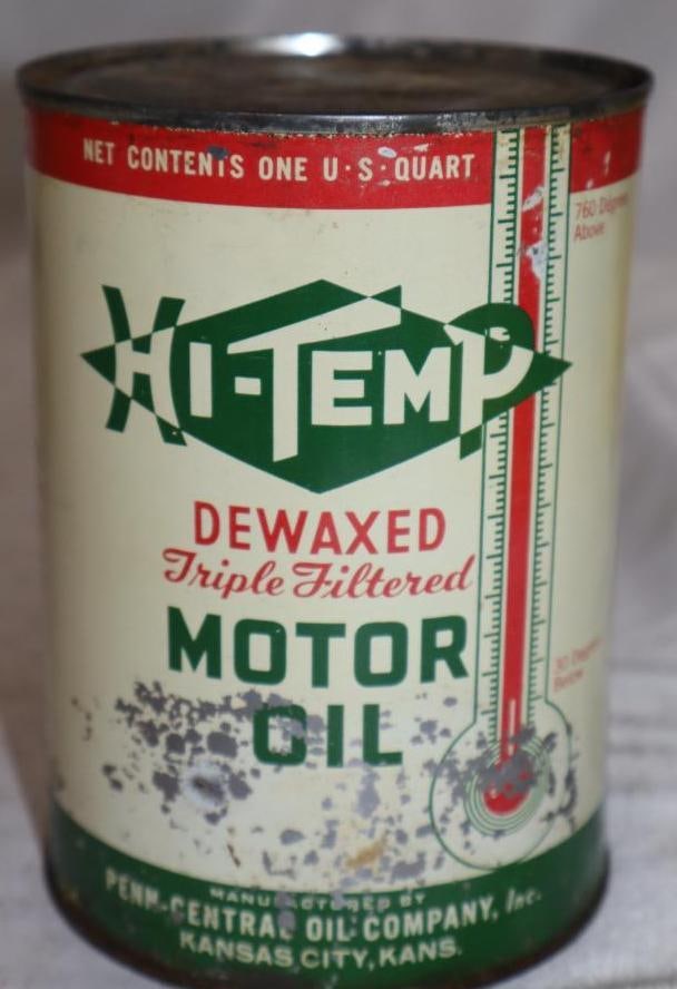 Hi-Temp Metal 1 Quart Oil Can: 4" x 4" x 5.5" has some paint flaking