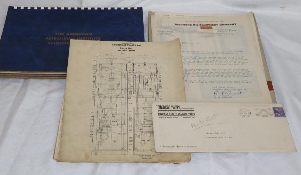 Group of 6 American Petroleum Institute, Richmond Oil, & Roe Gas Pump Literature & School Program: Largest is 11.5" x 8.5"