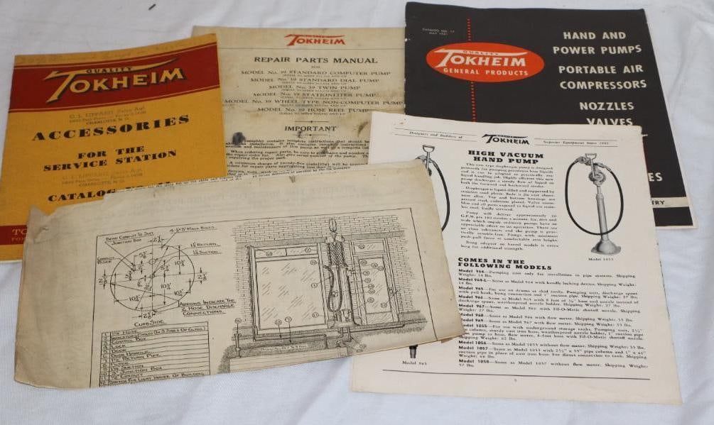 Group of 5 Tokheim Gas Pump Literature Books & Brochures: Largest is 8.5" x 11"