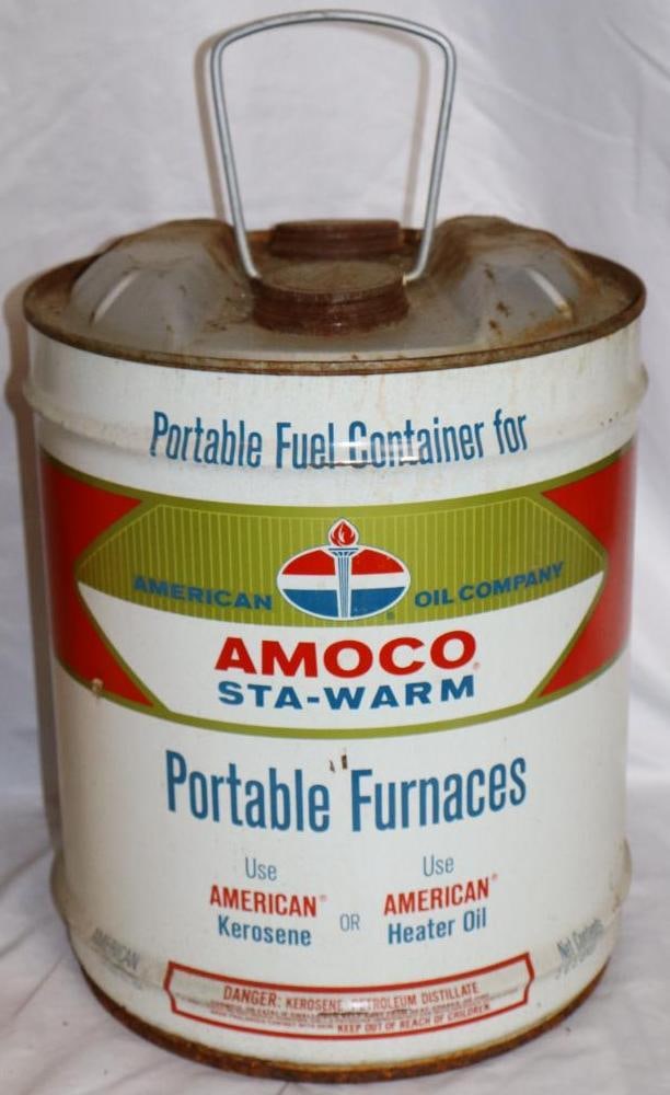 Amoco Sta-Warm 5 Gallon Oil Can: 11" x 11" x 16"