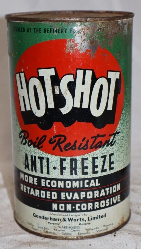 Hot-Shot Antifreeze Metal 1 Imperial Quart Oil Can: 4" x 4" x 6.5"