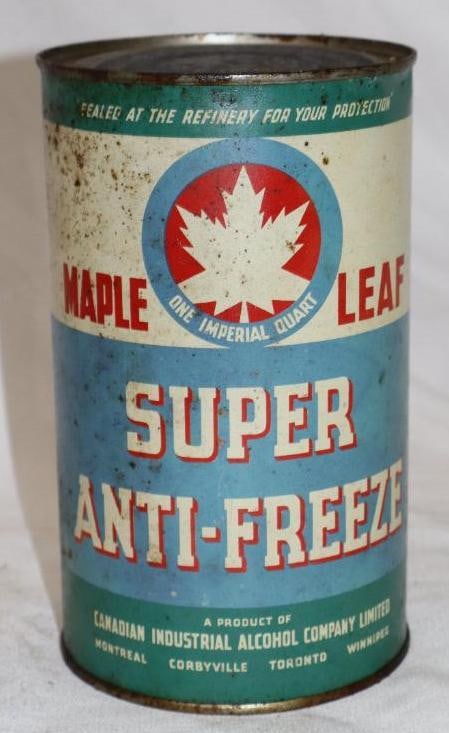 Maple Leaf Super Antifreeze Metal 1 Imperial Quart Oil Can: 4" x 4" x 6.5"