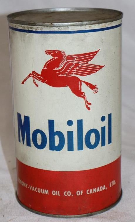 Mobil Oil Metal 1 Imperial Quart Oil Can: 4" x 4" x 6.5"