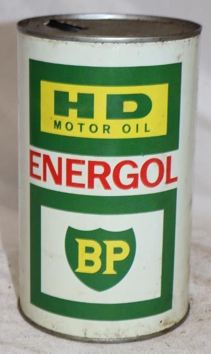BP Energol HD Metal 1 Imperial Quart Oil Can: 4" x 4" x 6.5"