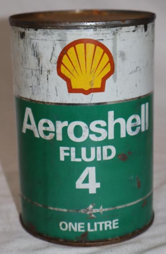 Aeroshell 1 Liter Metal Oil Can: 4" x 4" x 5.75" can is full