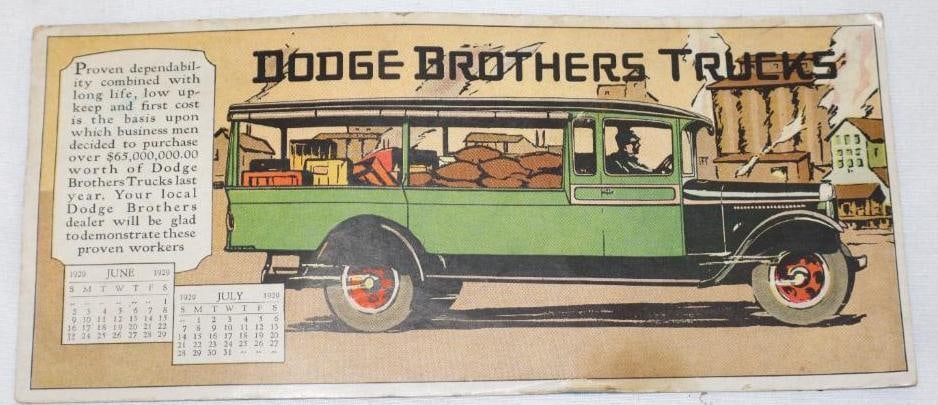 1929 Dodge Brother Trucks Advertising Ink Blotter: 9" x 4"