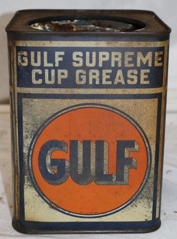 Gulf Supreme 5 Pound Grease Can: 5" x 5" x 6.75" is missing top lid
