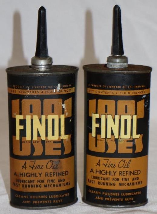 Group of 2 Standard Oil of Indiana & Finol Leadtop Oiler Cans: 4 oz each