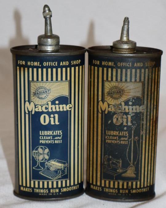 Group of 2 Radiant Machine Leadtop Oiler Cans: 4 oz each