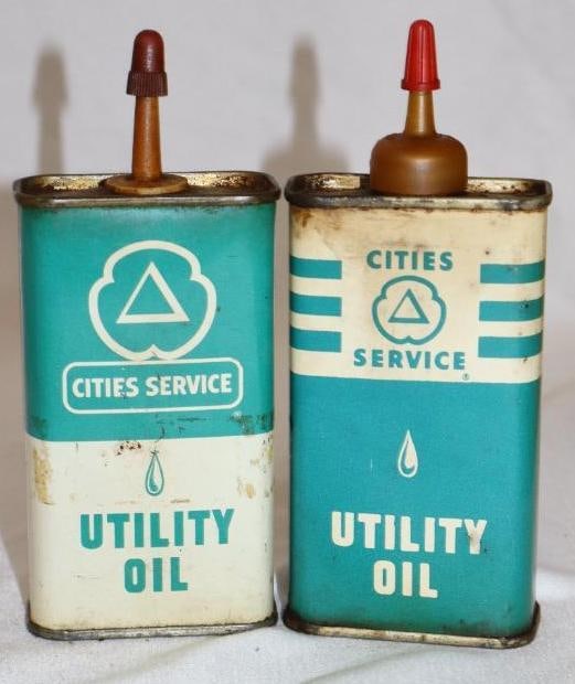 Group of 2 Different Cities Service Oiler Cans: 4 oz each