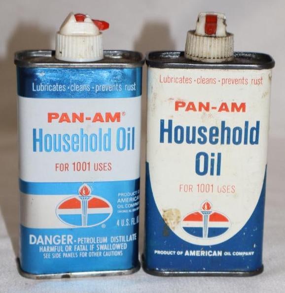 Group of 2 Different Pan Am Handy Oiler Cans: 4 oz each