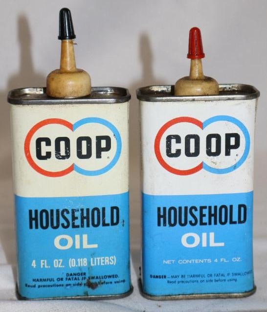 Group of 2 Different Co-Op Handy Oiler Cans: 4 oz each