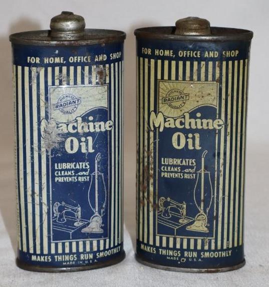 Group of 2 Radiant Machine Oil Leadtop Oiler Cans: 4 oz each