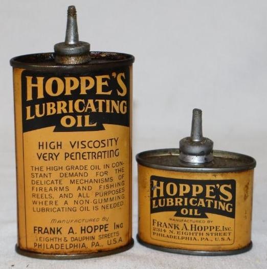 Group of 2 Hoppe's Leadtop Handy Oiler Cans: Largest is 3 oz