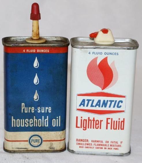 Group of 2 Atlantic & Pure Handy Oiler Cans: 4 oz each