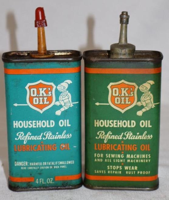 Group of 2 O.K.'s Handy Oiler Cans: 4 oz each