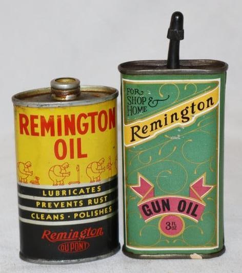 Group of 2 Different Remington Gun Oiler Cans: 3 oz each