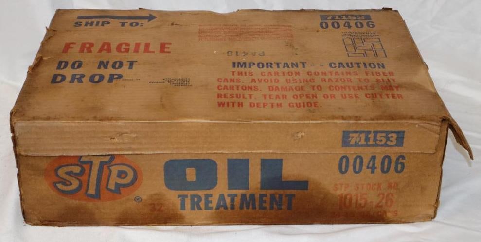Case of 24 STP Oil Treatment Cans: Cans are 15 oz each, case measures 18" x 12.5" x 5.25" cans are composite