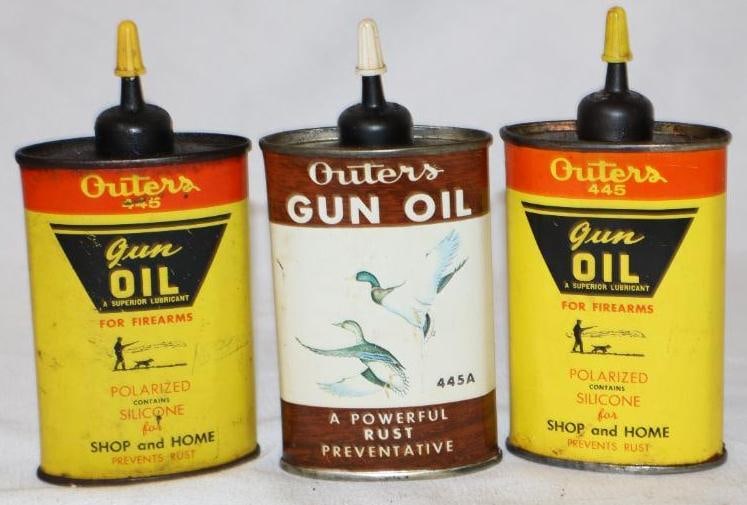 Group of 3 Oval Outers Gun Oiler Cans: 3 oz each