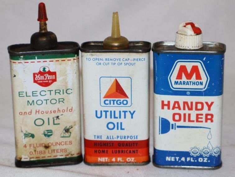 Group of 3 Marathon, Citgo, & William Penn Handy Oiler Cans: 4 oz each