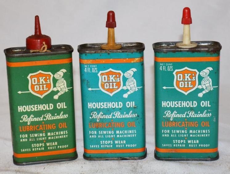Group of 3 O.K.'s Handy Oiler Cans: 4 oz each