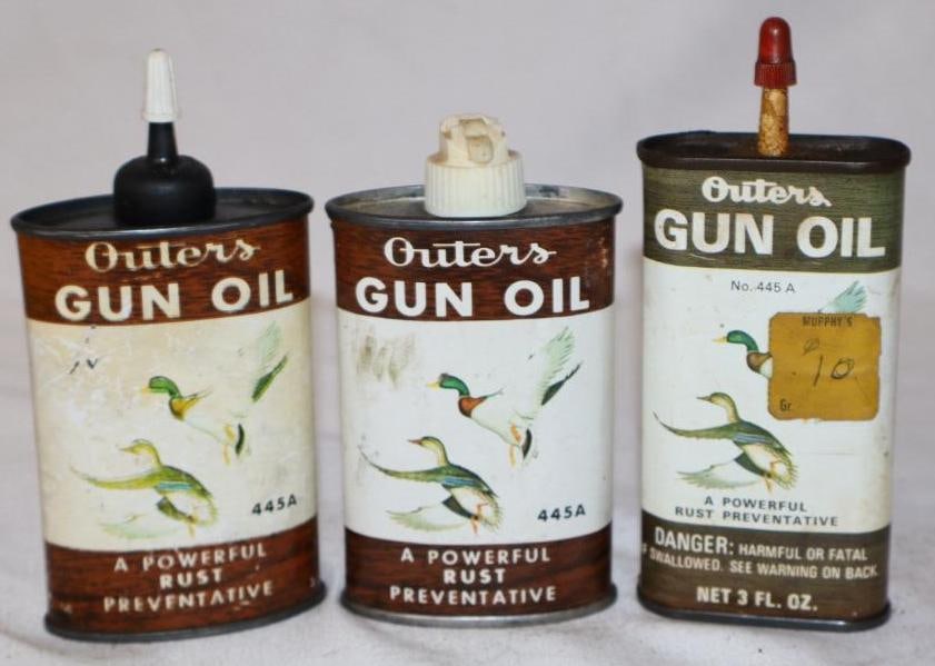 Group of 3 Outers Gun Oiler Cans: 3 oz each