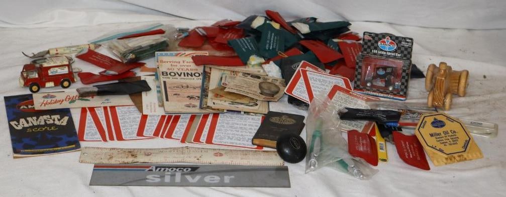 Large Group of Amoco, Standard, & Other Advertising Giveaways & Products: Largest is 12" x 2"